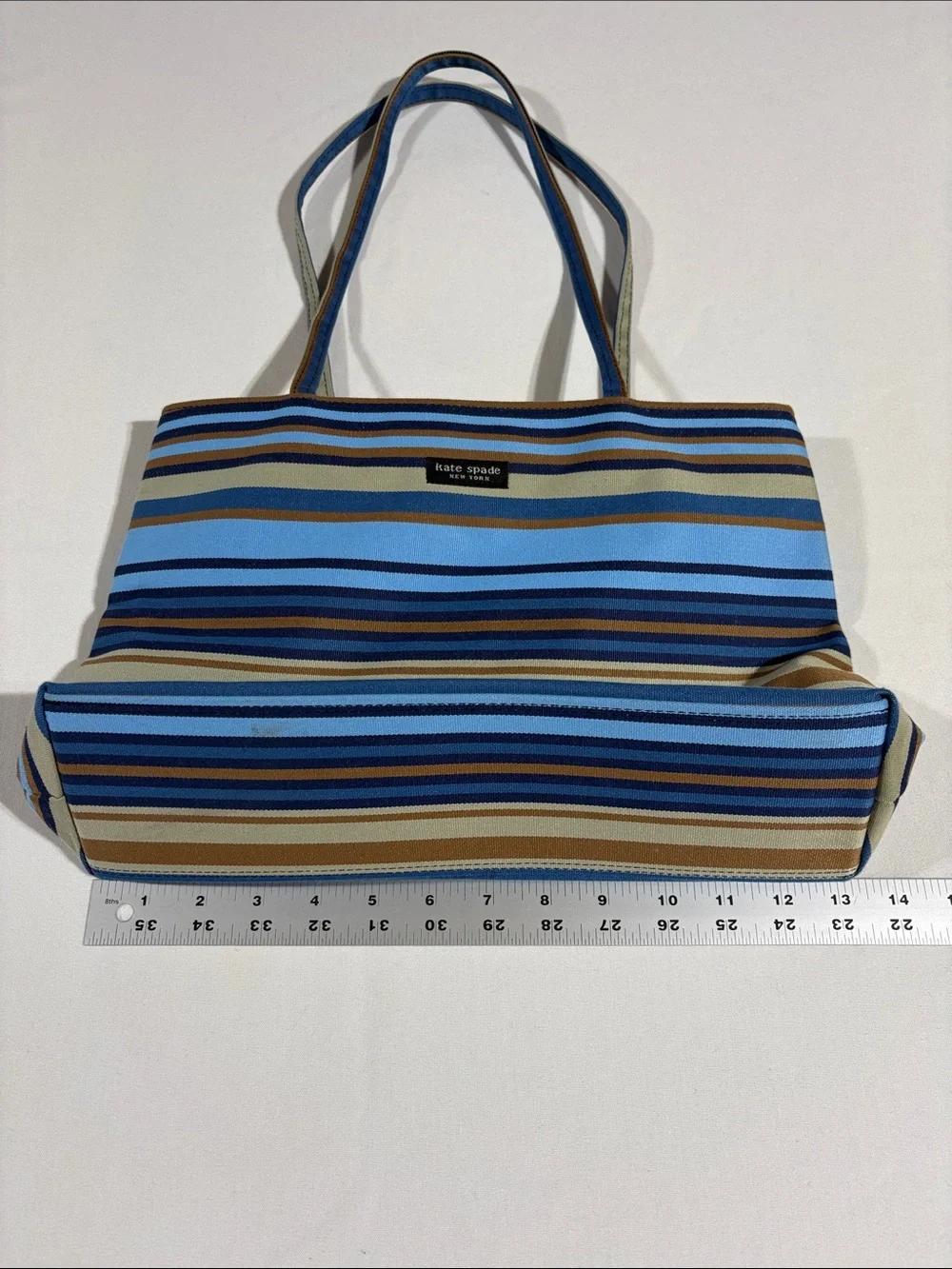 kate spade Vintage Striped Canvas Tote in Blue and Tan NNT